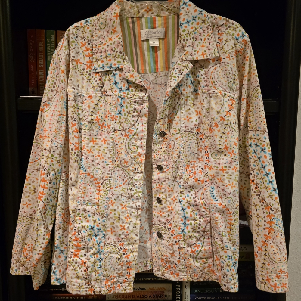 CJ Banks Multicolor Abstract Jacket